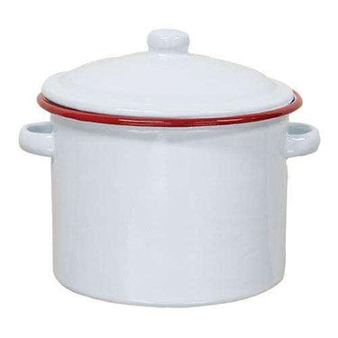 Red Rim Enamel Stock Pot - The Fox Decor